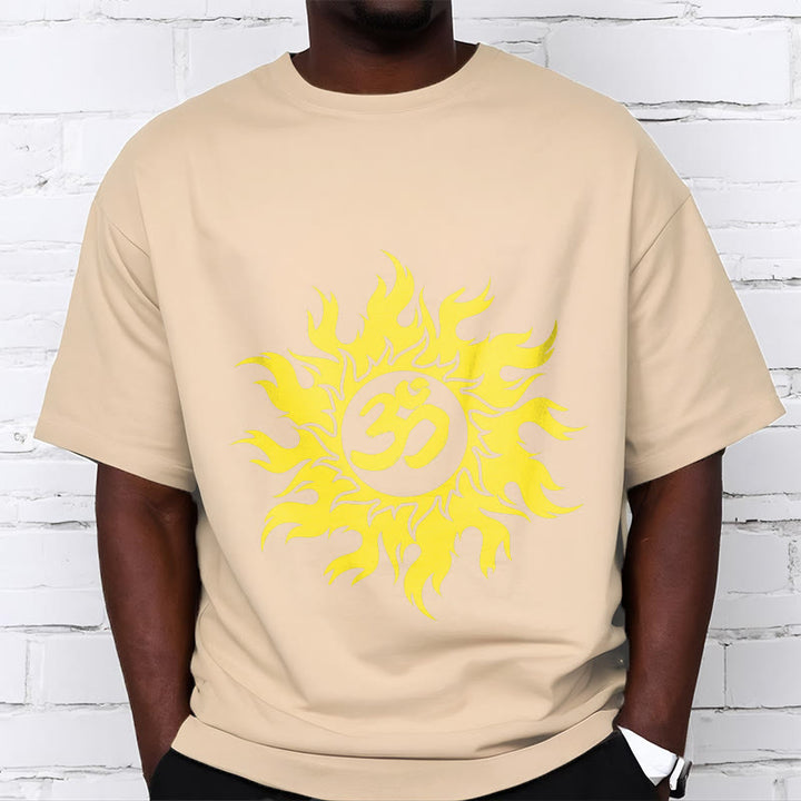 Buddha Stones OM Mantra Sanskrit Gold Sun Tee T-shirt