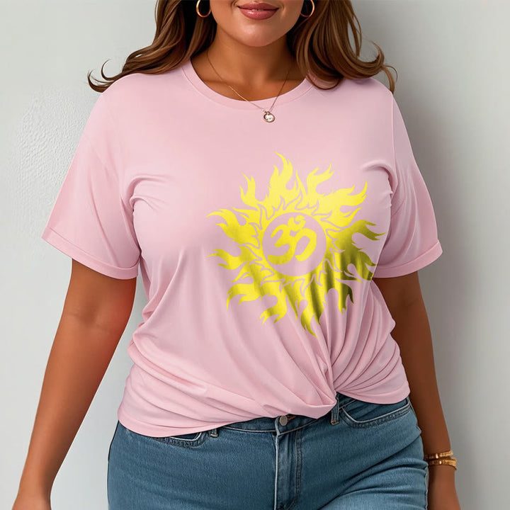 Buddha Stones OM Mantra Sanskrit Gold Sun Tee T-shirt