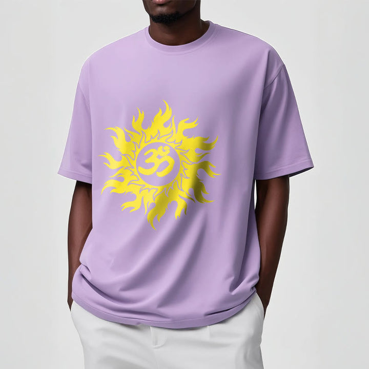Buddha Stones OM Mantra Sanskrit Gold Sun Tee T-shirt