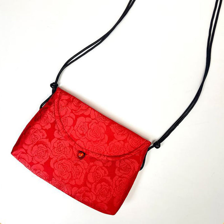 Buddha Stones Retro Flowers Pattern Polyester Cotton Embroidery Crossbody Bag Hangbags