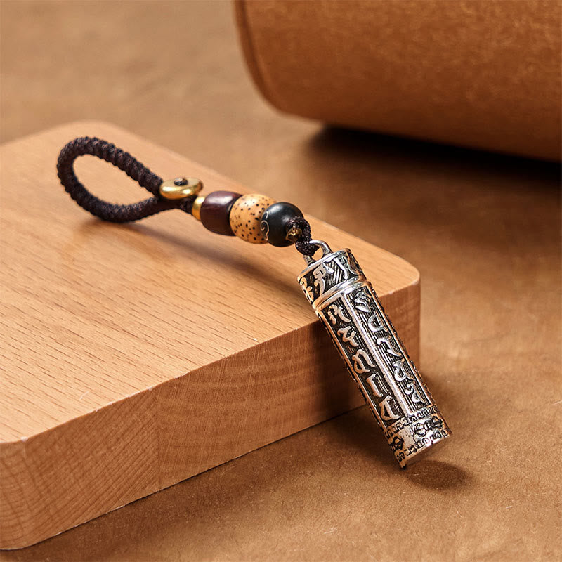 Buddha Stones Tibetan Om Mani Padme Hum Shurangama Mantra Vajra Pattern Copper Purity Key Chain - image 1