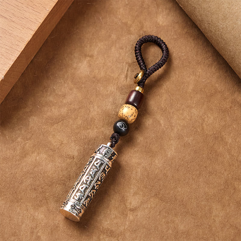 Buddha Stones Tibetan Om Mani Padme Hum Shurangama Mantra Vajra Pattern Copper Purity Key Chain - Om Mani Padme Hum - image 0