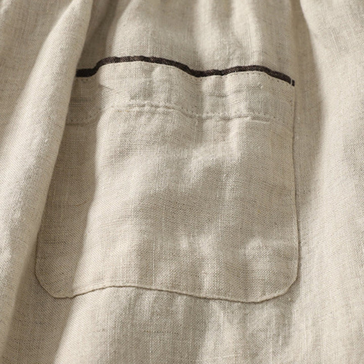 Buddha Stones Summer Casual Pure Color Drawstring 9 Length Cotton Linen Women's Harem Pants With Pockets