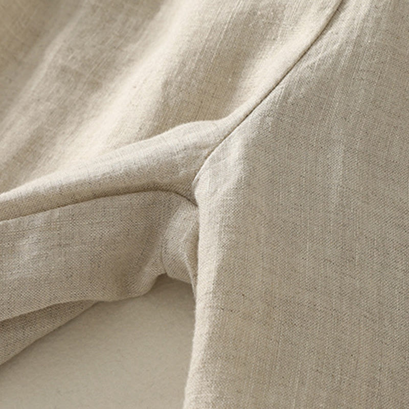 Buddha Stones Summer Casual Pure Color Drawstring 9 Length Cotton Linen Women's Harem Pants With Pockets - image 7