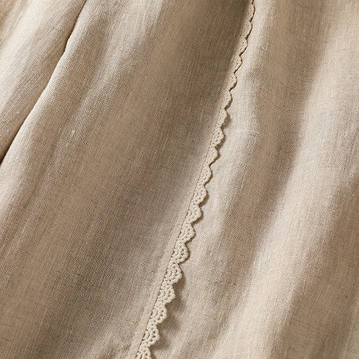 Buddha Stones Casual Plain Lace Side Design 7-8 Length Cotton Linen Women's Harem Pants With Pockets - image 5