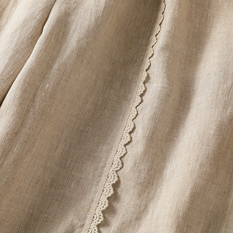 Buddha Stones Casual Plain Lace Side Design 7-8 Length Cotton Linen Women's Harem Pants With Pockets - image 5