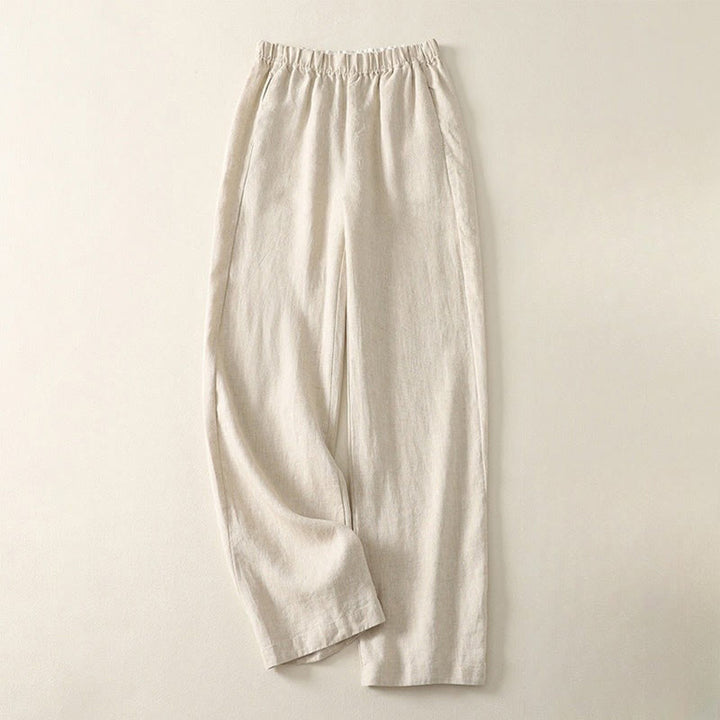Buddha Stones Daily Plain Simple Design Cotton Linen Women's Pants With Pockets