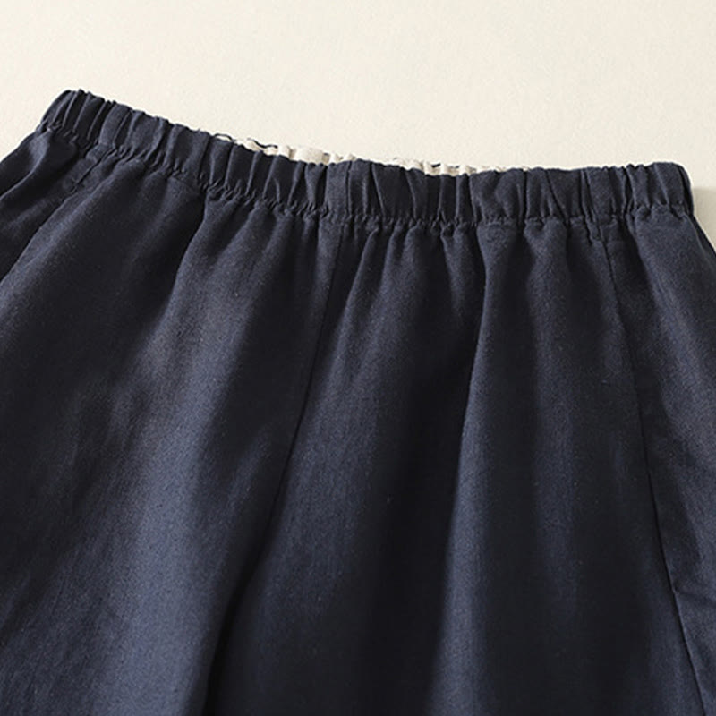 Buddha Stones Daily Plain Simple Design Cotton Linen Women's Pants With Pockets