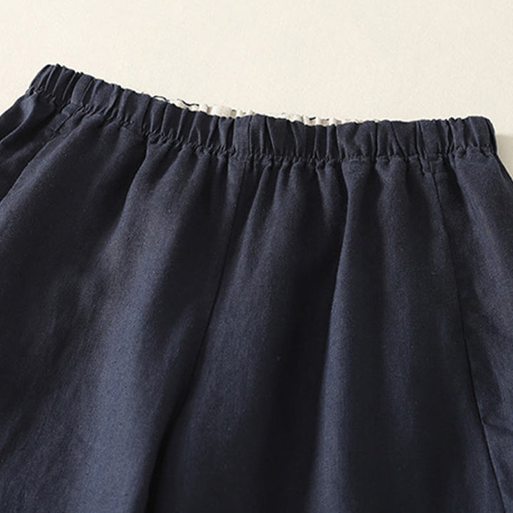 Buddha Stones Daily Plain Simple Design Cotton Linen Women's Pants With Pockets