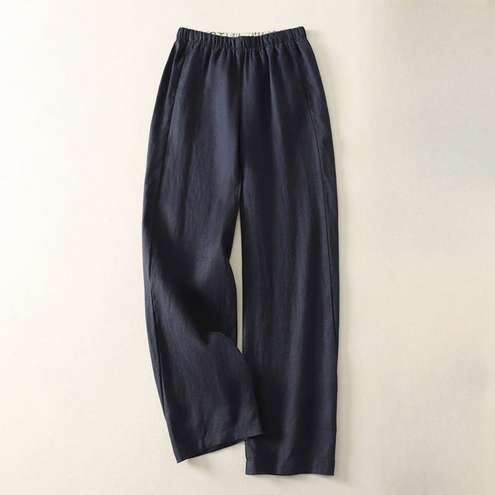 Buddha Stones Daily Plain Simple Design Cotton Linen Women's Pants With Pockets
