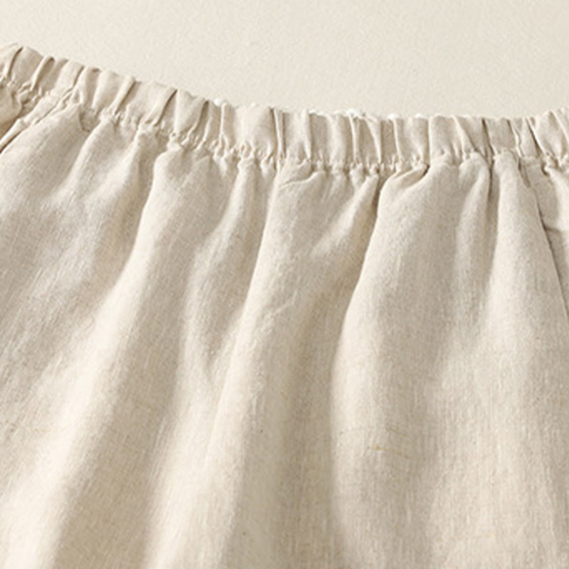 Buddha Stones Daily Plain Simple Design Cotton Linen Women's Pants With Pockets