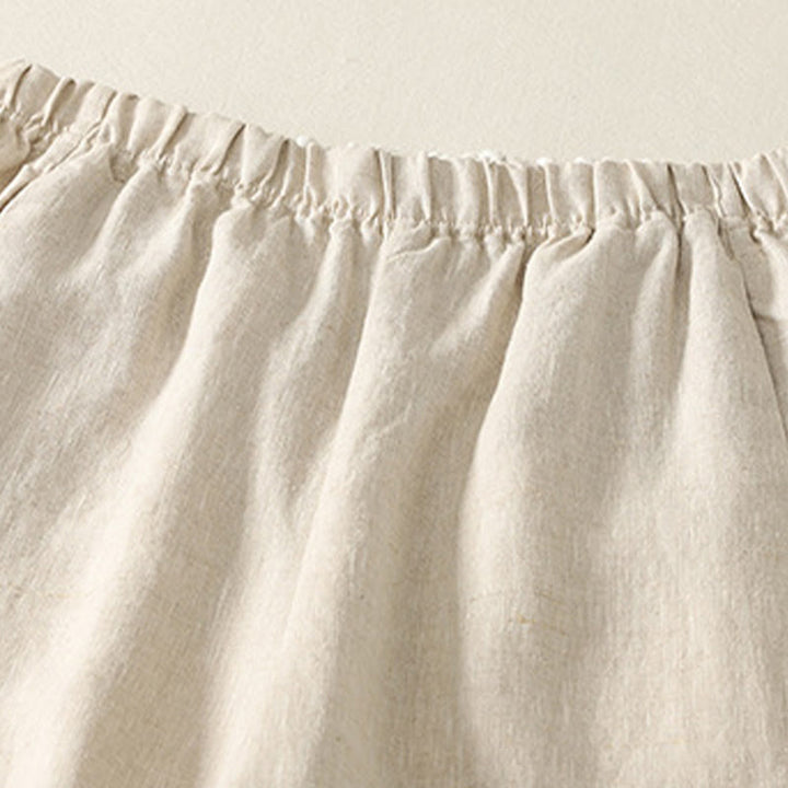 Buddha Stones Daily Plain Simple Design Cotton Linen Women's Pants With Pockets