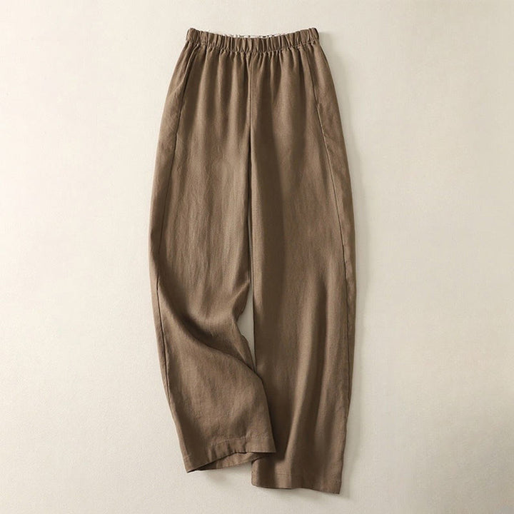 Buddha Stones Daily Plain Simple Design Cotton Linen Women's Pants With Pockets