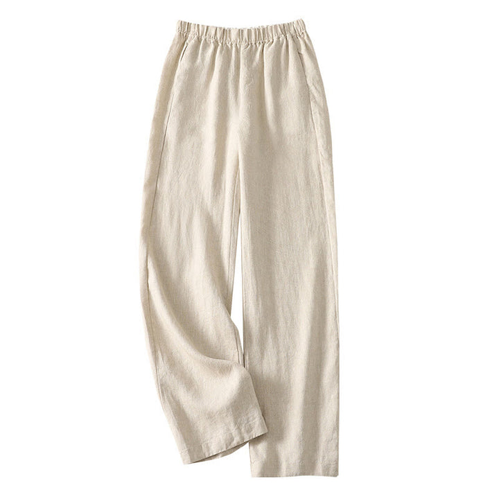Buddha Stones Daily Plain Simple Design Cotton Linen Women's Pants With Pockets