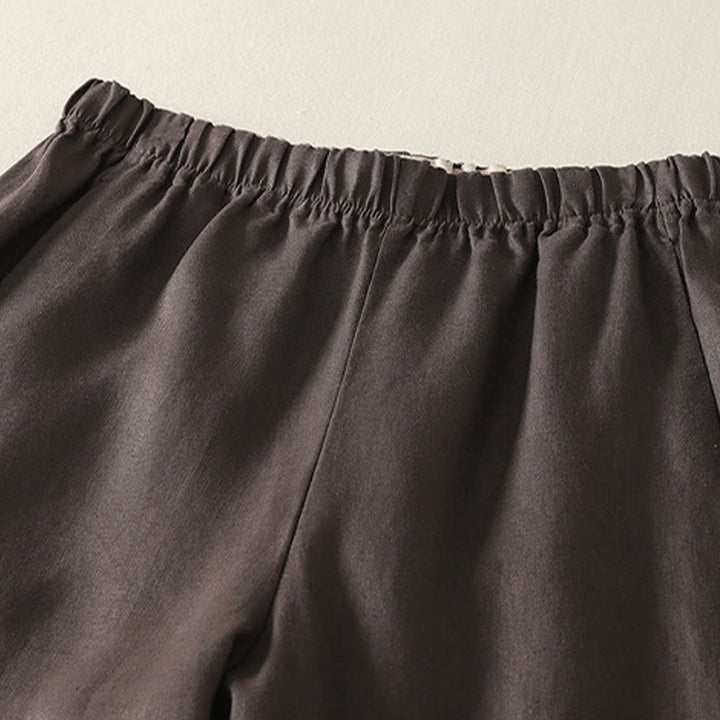 Buddha Stones Daily Plain Simple Design Cotton Linen Women's Pants With Pockets