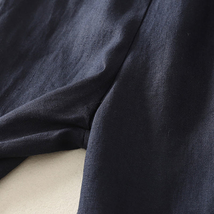 Buddha Stones Daily Plain Simple Design Cotton Linen Women's Pants With Pockets