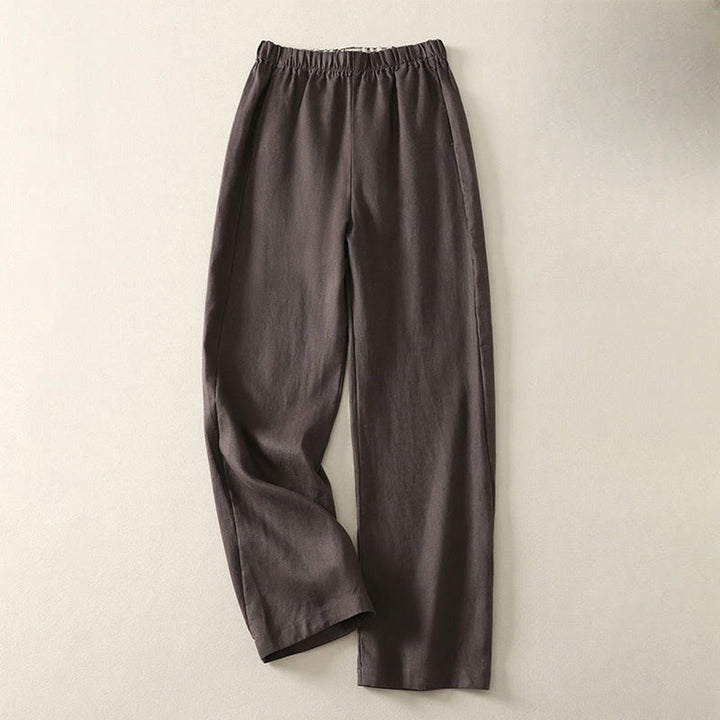 Buddha Stones Daily Plain Simple Design Cotton Linen Women's Pants With Pockets - SaddleBrown - US8-10，UK/AU12-14，EU40-42 (2XL) - image 11