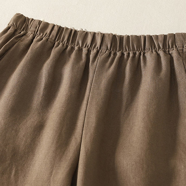 Buddha Stones Daily Plain Simple Design Cotton Linen Women's Pants With Pockets