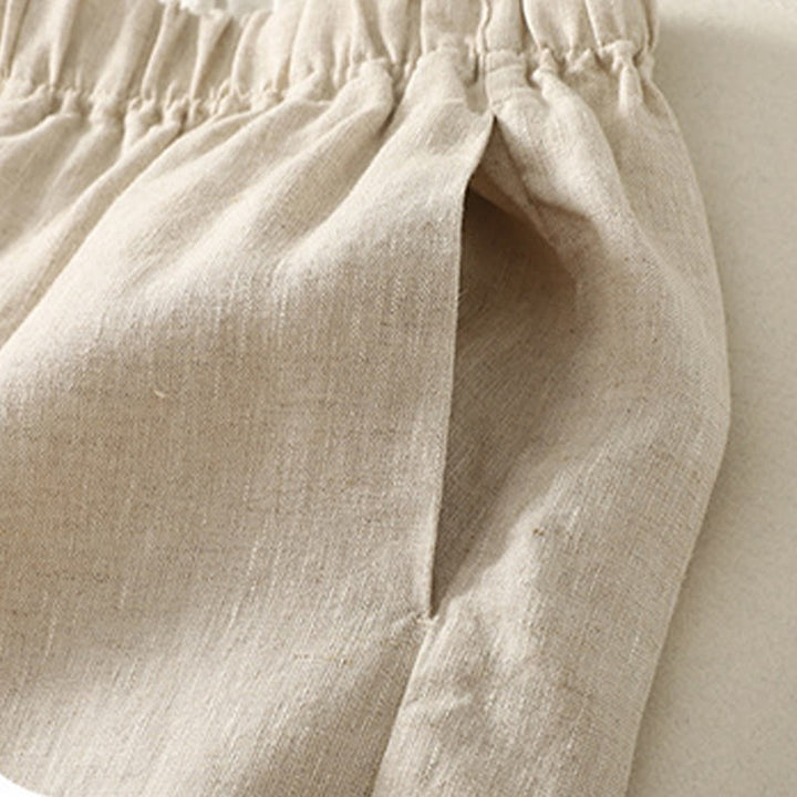 Buddha Stones Daily Plain Simple Design Cotton Linen Women's Pants With Pockets