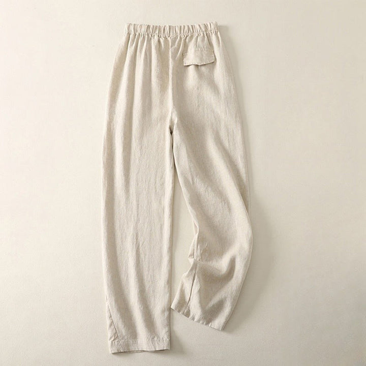 Buddha Stones Daily Plain Simple Design Cotton Linen Women's Pants With Pockets
