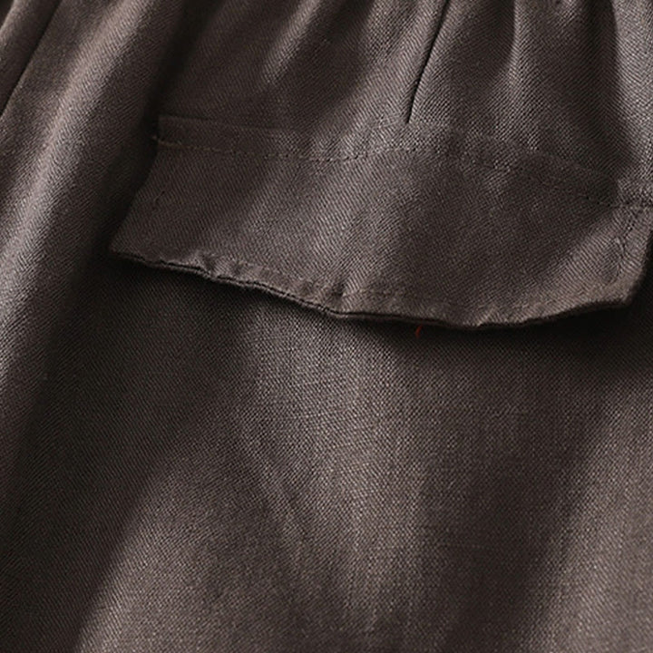Buddha Stones Daily Plain Simple Design Cotton Linen Women's Pants With Pockets