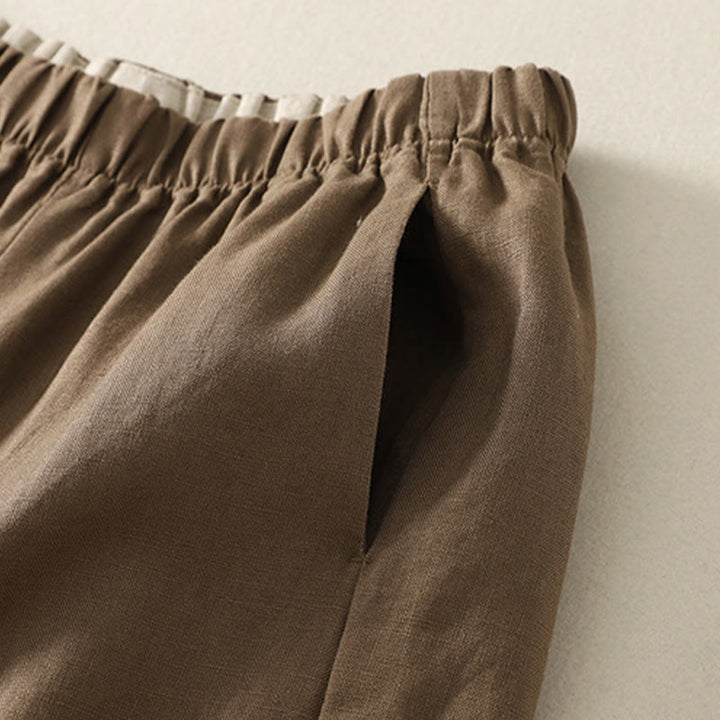 Buddha Stones Daily Plain Simple Design Cotton Linen Women's Pants With Pockets