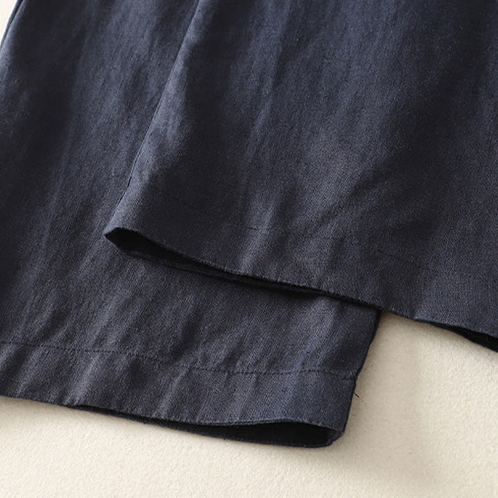 Buddha Stones Daily Plain Simple Design Cotton Linen Women's Pants With Pockets
