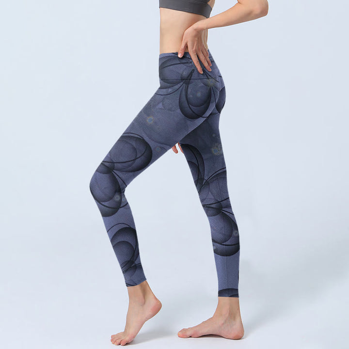 Buddha Stones Abstract Petals Pattern Print Gym Leggings Women's Yoga Pants