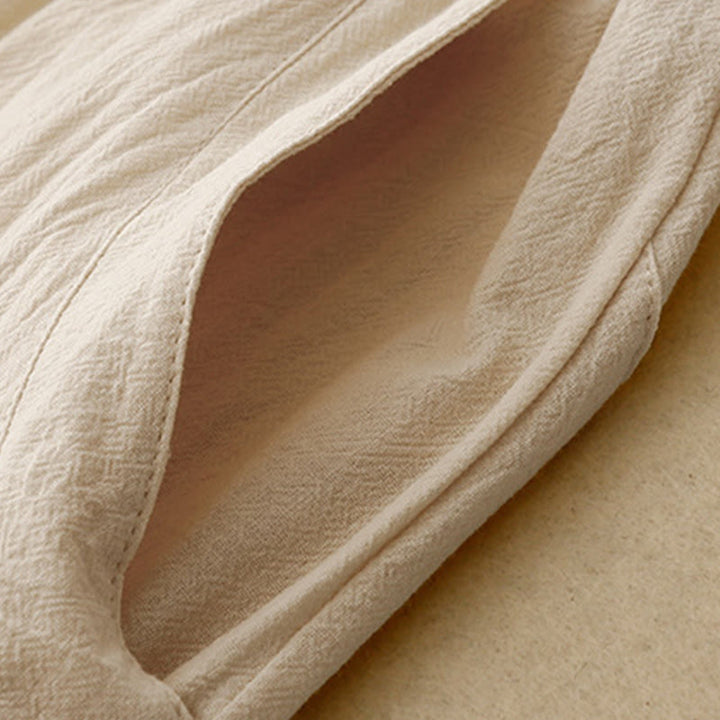Buddha Stones Daily Plain Elastic Waistband Cotton Linen Women's Pants With Pockets