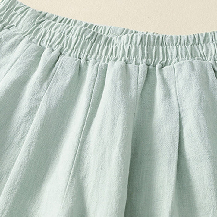 Buddha Stones Versatile Casual Solid Color Elastic Waistband Cotton Linen Women's Pants With Pockets - image 15