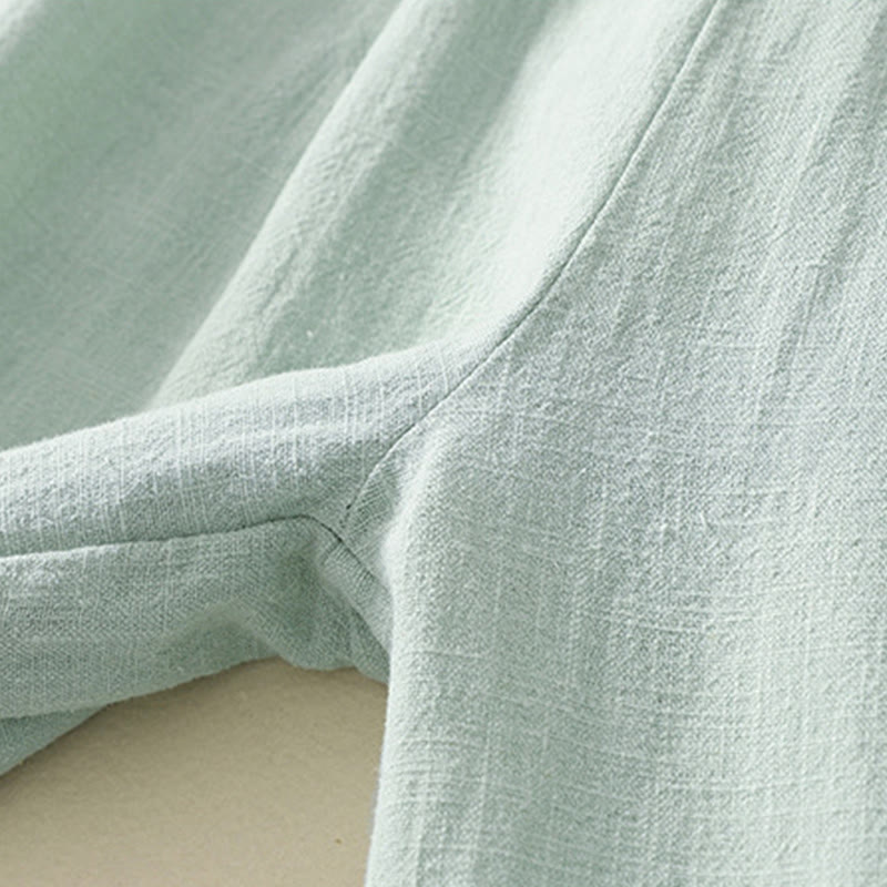 Buddha Stones Commute Solid Color Elastic Waistband Cotton Linen Women's Pants With Pockets - image 17