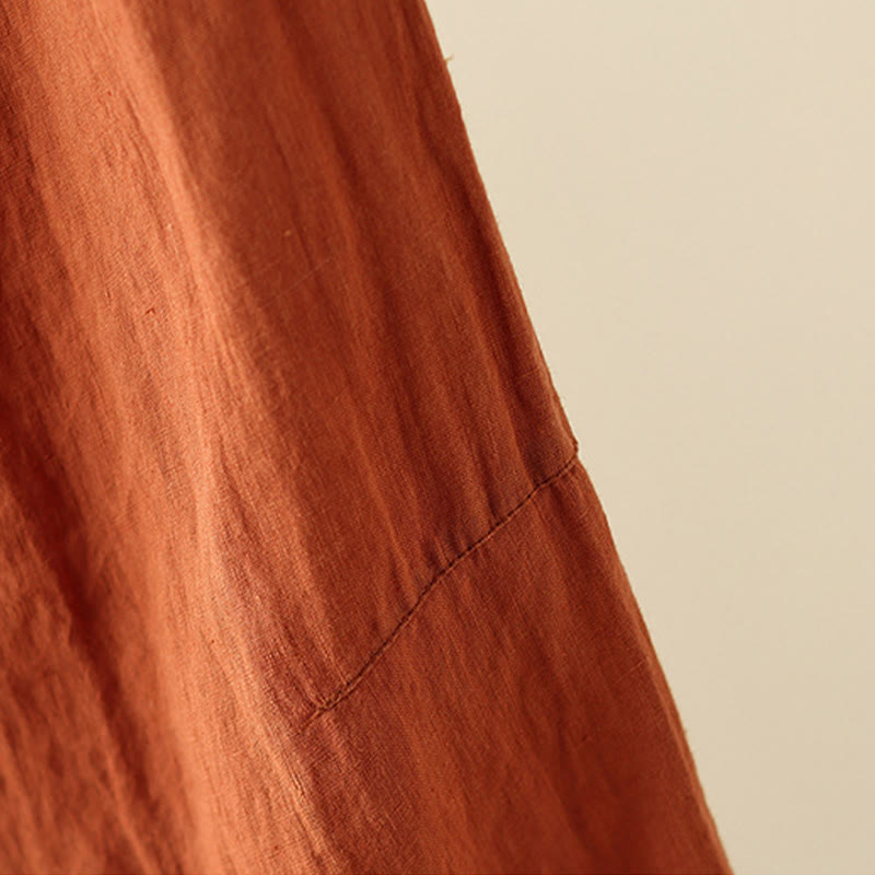 Buddha Stones Casual Plain Wrinkles Design Drawstring 9 Length Cotton Linen Women's Wide Leg Pants With Pockets - image 11