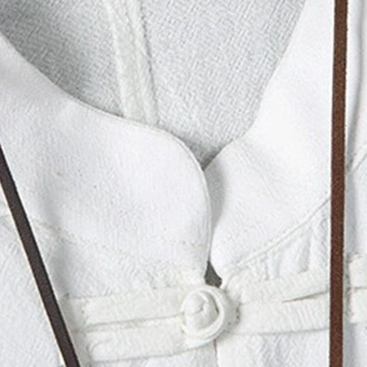 Buddha Stones Summer Frog-button Patchwork Half Sleeve Design Cotton Linen Men's Shirt Jacket - image 5