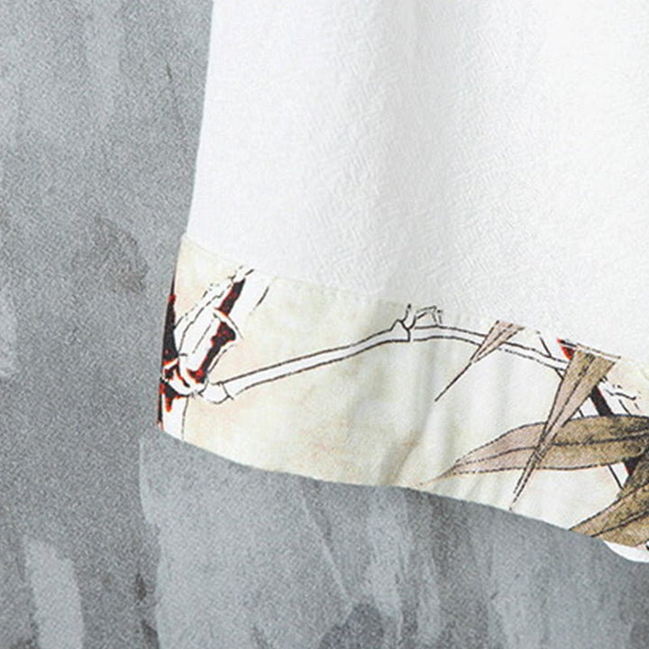 Buddha Stones Summer Plain Chinese Frog-button Patchwork Design Cotton Linen Men's Shirt Jacket