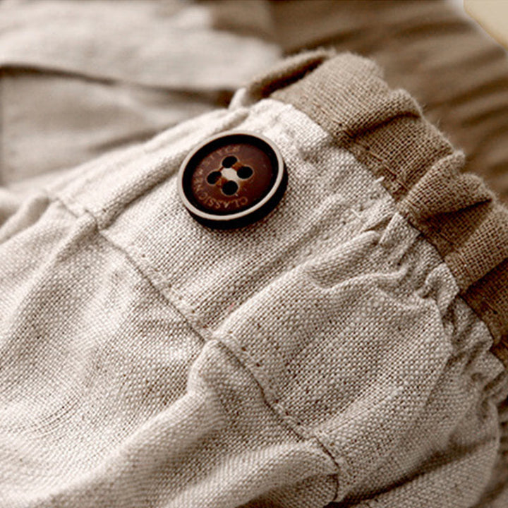 Buddha Stones Vintage Casual Plain Side Slit Elastic Waist Cotton Linen Women's Skirt With Pockets