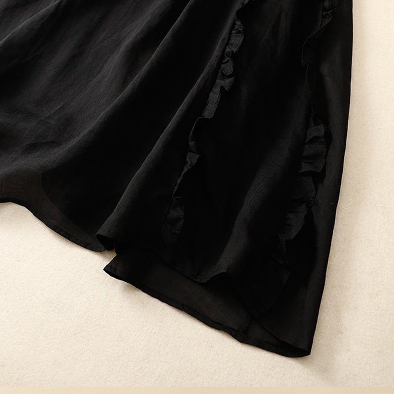 Buddha Stones Summer Plain Ruffle Design Women's Cotton Skirt