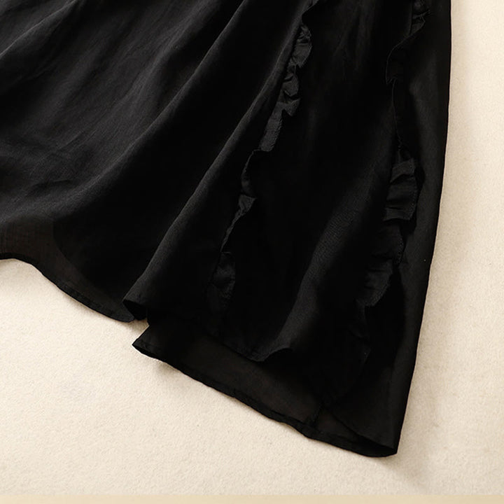 Buddha Stones Summer Plain Ruffle Design Women's Cotton Skirt