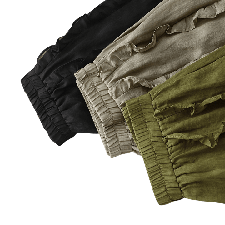 Buddha Stones Summer Plain Ruffle Design Women's Cotton Skirt