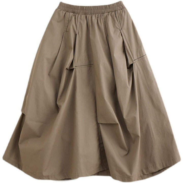 Buddha Stones Summer Casual Irregular Design Women's Cotton Skirt With Pockets