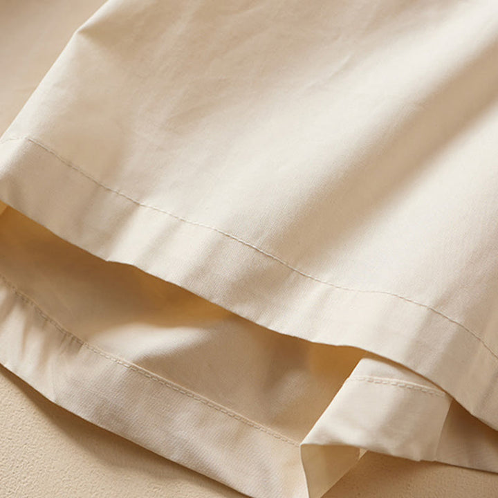 Buddha Stones Summer Casual Irregular Design Women's Cotton Skirt With Pockets