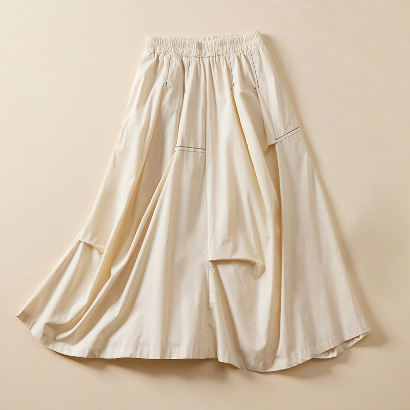 Buddha Stones Summer Casual Irregular Design Women's Skirt With Pockets - PapayaWhip - US8-10，UK/AU12-14，EU40-42 (2XL) - image 0