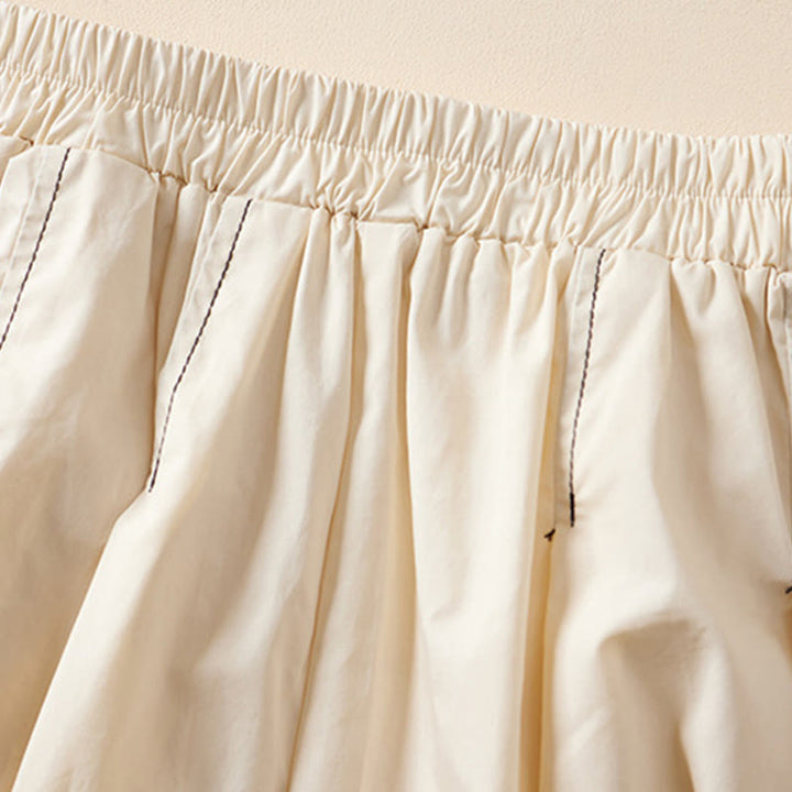 Buddha Stones Summer Casual Irregular Design Women's Cotton Skirt With Pockets