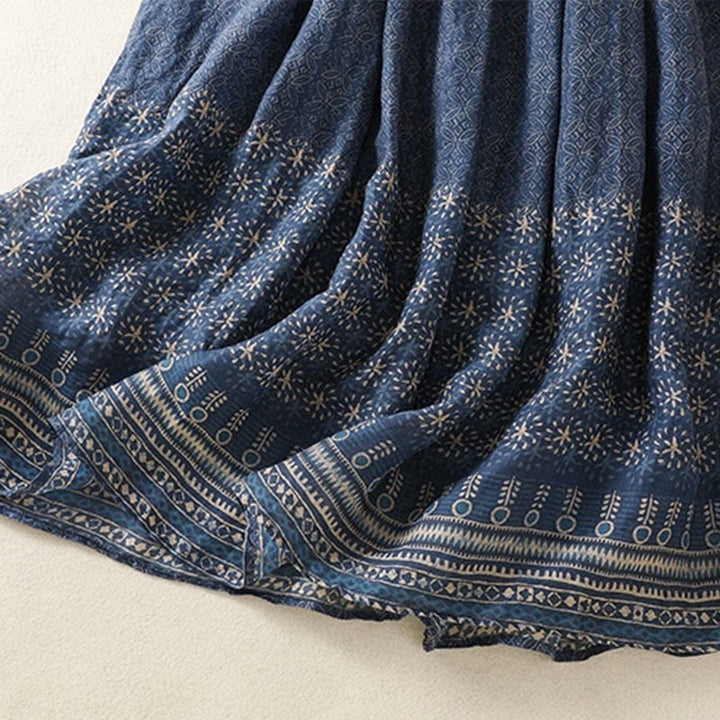 Buddha Stones Vintage Ethnic Floral Pattern Lined Drawstring Women's Skirt With Pockets - image 11