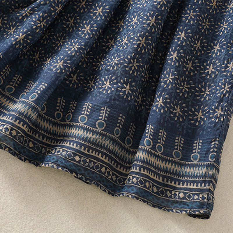 Buddha Stones Vintage Ethnic Floral Pattern Lined Drawstring Women's Skirt With Pockets - image 12