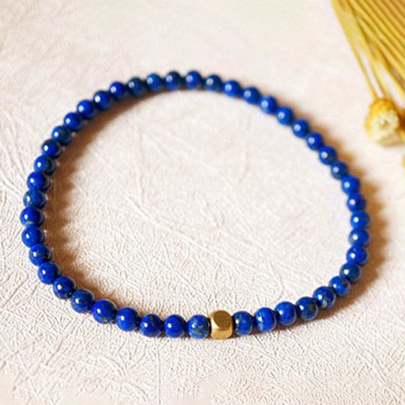 Buddha Stones 4mm Ultra-thin Lazurite Lapis Lazuli Beads Self Care Bracelet - image 3