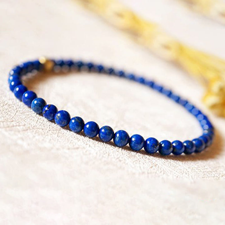 Buddha Stones 4mm Ultra-thin Lazurite Lapis Lazuli Beads Self Care Bracelet - image 14