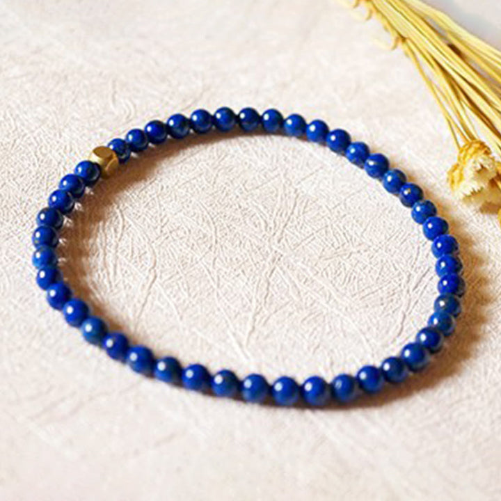 Buddha Stones 4mm Ultra-thin Lazurite Lapis Lazuli Beads Self Care Bracelet - image 13
