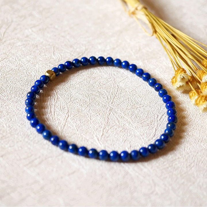 Buddha Stones 4mm Ultra-thin Lazurite Lapis Lazuli Beads Self Care Bracelet - image 15