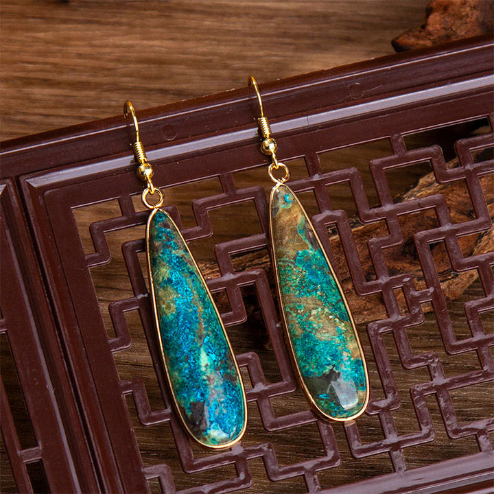 Buddha Stones Emperor Stone Water Drop Happiness Dangle Earrings