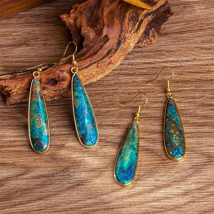 Buddha Stones Emperor Stone Water Drop Happiness Dangle Earrings